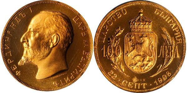 100 Lev 保加利亚 金 Ferdinand I of Bulgaria (1861 -1948)