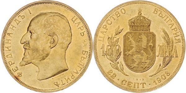 100 Lev 保加利亚 金 Ferdinand I of Bulgaria (1861 -1948)