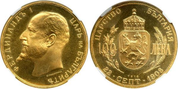 100 Lev 保加利亚 金 Ferdinand I of Bulgaria (1861 -1948)