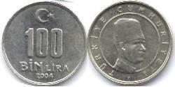 100 Lira Turkey (1923 - ) Copper/Nickel 