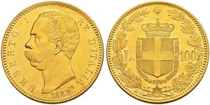 100 Lira Kingdom of Italy (1861-1946) Gold Umberto I (1844-1900)