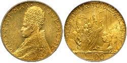 100 Lira Papal States (752-1870) Gold 