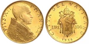 100 Lira Vatican (1926-) Gold Pope Pius XII  (1876 - 1958)