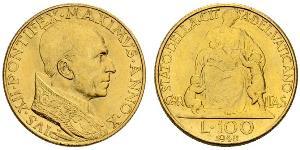 100 Lira Vatican (1926-) Gold Pope Pius XII  (1876 - 1958)