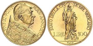 100 Lira Vatican (1926-) Gold Pope Pius XI (1857 - 1939)