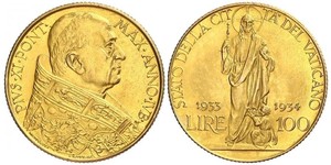 100 Lira Vatican (1926-) Gold Pope Pius XI (1857 - 1939)