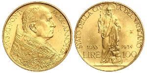 100 Lira Vatican (1926-) Gold Pope Pius XI (1857 - 1939)