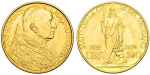 100 Lira Vatican (1926-) Gold Pope Pius XI (1857 - 1939)