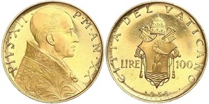 100 Lira Vatican (1926-) Gold Pope Pius XII  (1876 - 1958)
