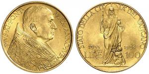 100 Lira Vatican (1926-) Gold Pope Pius XI (1857 - 1939)