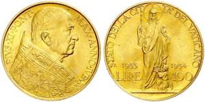 100 Lira Vatican (1926-) Gold Pope Pius XI (1857 - 1939)