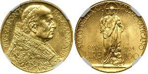 100 Lira Vatican (1926-) Gold Pope Pius XI (1857 - 1939)