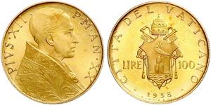 100 Lira Vatican (1926-) Gold Pope Pius XII  (1876 - 1958)