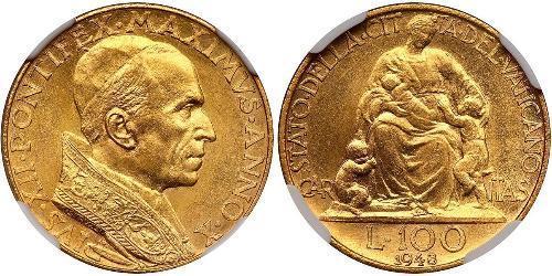 100 Lira Vatican (1926-) Gold Pope Pius XII  (1876 - 1958)