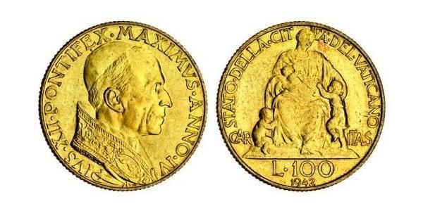 100 Lira Vatican (1926-) Gold Pope Pius XII  (1876 - 1958)