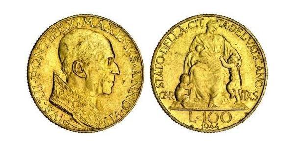 100 Lira Vatican (1926-) Gold Pope Pius XII  (1876 - 1958)