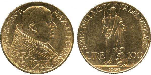 100 Lira Vatican (1926-) Gold Pope Pius XI (1857 - 1939)