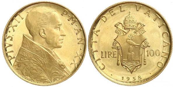 100 Lira Vatican (1926-) Gold Pope Pius XII  (1876 - 1958)
