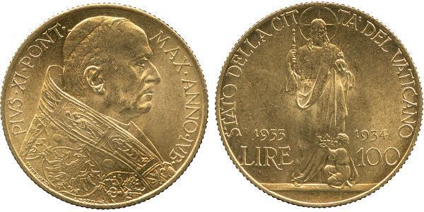 100 Lira Vatican (1926-) Gold Pope Pius XI (1857 - 1939)