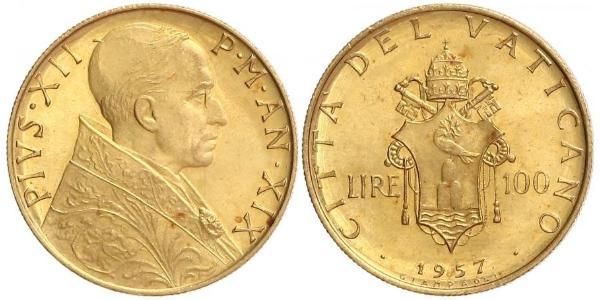 100 Lira Vatican (1926-) Gold Pope Pius XII  (1876 - 1958)