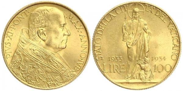100 Lira Vatican (1926-) Gold Pope Pius XI (1857 - 1939)