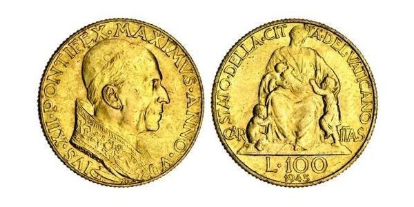 100 Lira Vatican (1926-) Gold Pope Pius XII  (1876 - 1958)