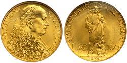 100 Lira Vatikan (1926-) Gold Pope Pius XI (1857 - 1939)