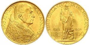 100 Lira Vatikan (1926-) Gold Pope Pius XI (1857 - 1939)