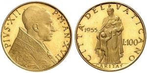 100 Lira Vatikan (1926-) Gold Pius XII  (1876 - 1958)