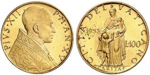 100 Lira Vatikan (1926-) Gold Pius XII  (1876 - 1958)