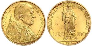 100 Lira Vatikan (1926-) Gold Pope Pius XI (1857 - 1939)