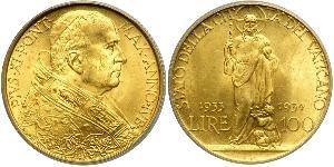 100 Lira Vatikan (1926-) Gold Pope Pius XI (1857 - 1939)