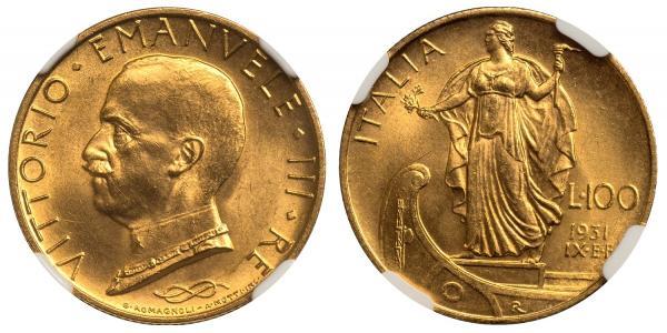 100 Lira Italien Gold/Platin Vittorio Emanuele III (1869 - 1947)