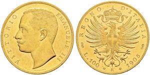 100 Lira Kingdom of Italy (1861-1946) Or Vittorio Emanuele III (1869 - 1947)