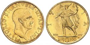 100 Lira Kingdom of Italy (1861-1946) Or Vittorio Emanuele III (1869 - 1947)