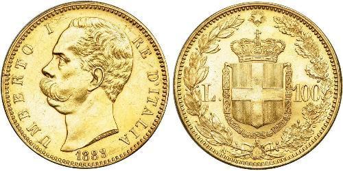 100 Lira Kingdom of Italy (1861-1946) Or Umberto I (1844-1900)