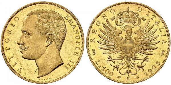 100 Lira Kingdom of Italy (1861-1946) Or Vittorio Emanuele III (1869 - 1947)