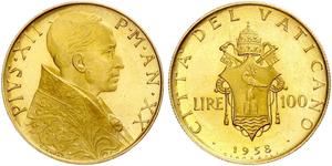 100 Lira Vatican (1926-) Or Pie XII (1876 - 1958)