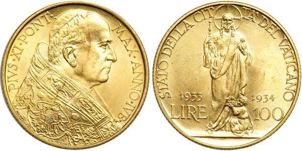 100 Lira Vatican (1926-) Or Pope Pius XI (1857 - 1939)