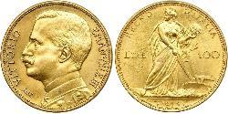 100 Lira Kingdom of Italy (1861-1946) Oro Vittorio Emanuele III (1869 - 1947)