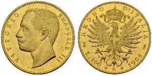 100 Lira Kingdom of Italy (1861-1946) Oro Vittorio Emanuele III (1869 - 1947)