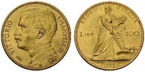 100 Lira Kingdom of Italy (1861-1946) Oro Vittorio Emanuele III (1869 - 1947)