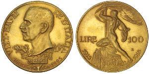 100 Lira Kingdom of Italy (1861-1946) Oro Vittorio Emanuele III (1869 - 1947)