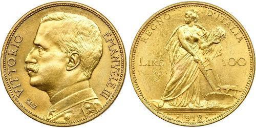 100 Lira Kingdom of Italy (1861-1946) Oro Vittorio Emanuele III (1869 - 1947)