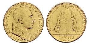 100 Lira Vatican (1926-) Oro Pío XII (1876 - 1958)