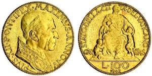 100 Lira Vatican (1926-) Oro Pío XII (1876 - 1958)