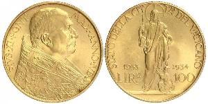 100 Lira Vatican (1926-) Oro Pope Pius XI (1857 - 1939)