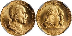 100 Lira Vatican (1926-) Oro Pío XII (1876 - 1958)