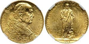 100 Lira Vatican (1926-) Oro Pope Pius XI (1857 - 1939)