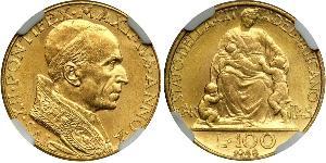 100 Lira Vatican (1926-) Oro Pío XII (1876 - 1958)